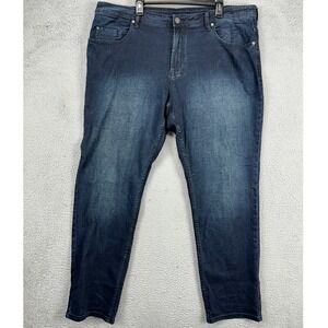 Jackson Straight Jeans Mens 42X32 Blue‎ Distressed 5 Pocket Stretch Denim Pants